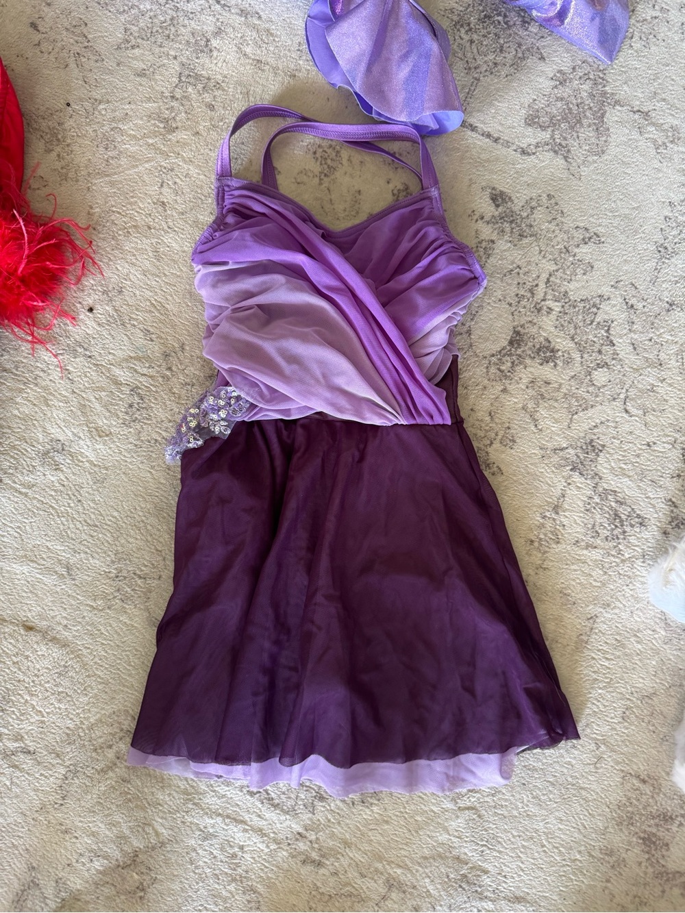 Weissman Lavender and Plum layered chiffon dance dress